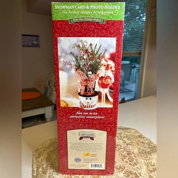 Festive Snowman Holiday Arrangement with Red and Green Accents Card Photo Holder - Picture 9 of 9